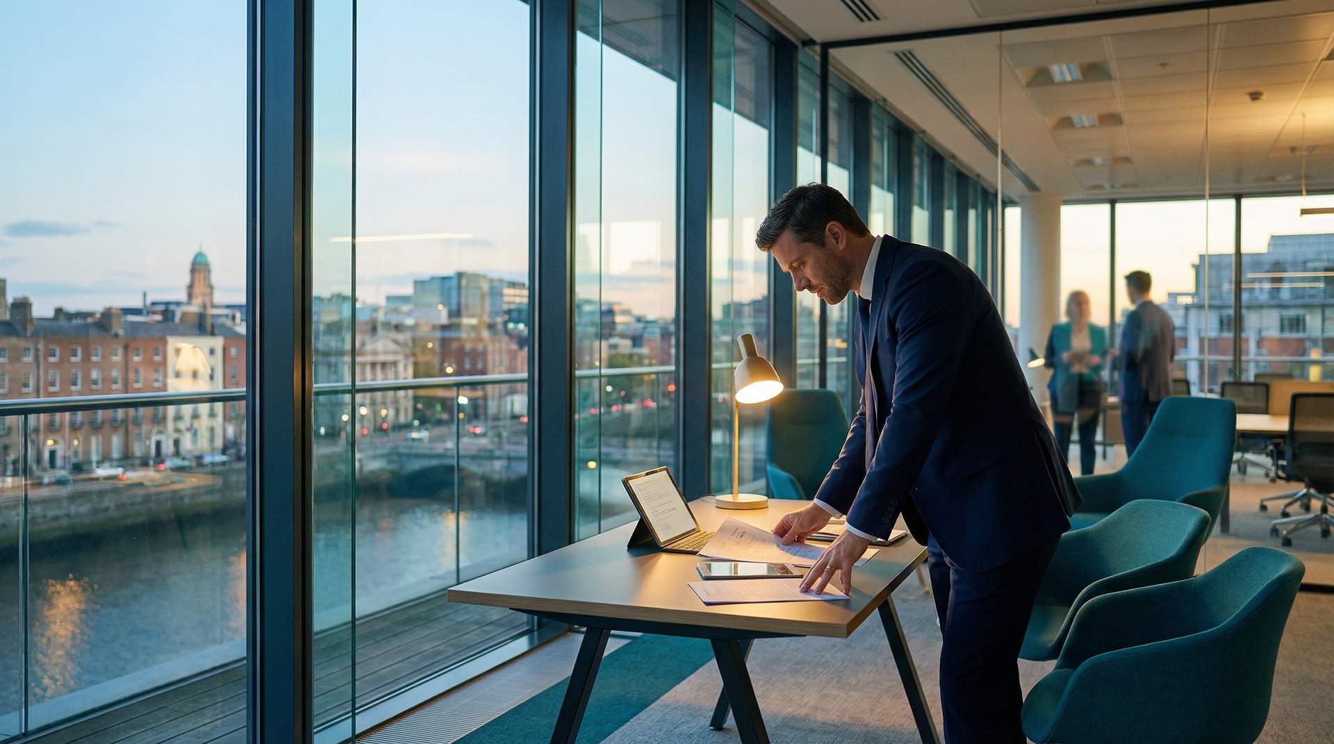 Business professionals in a modern Dublin office — Alumitherm Business Solutions