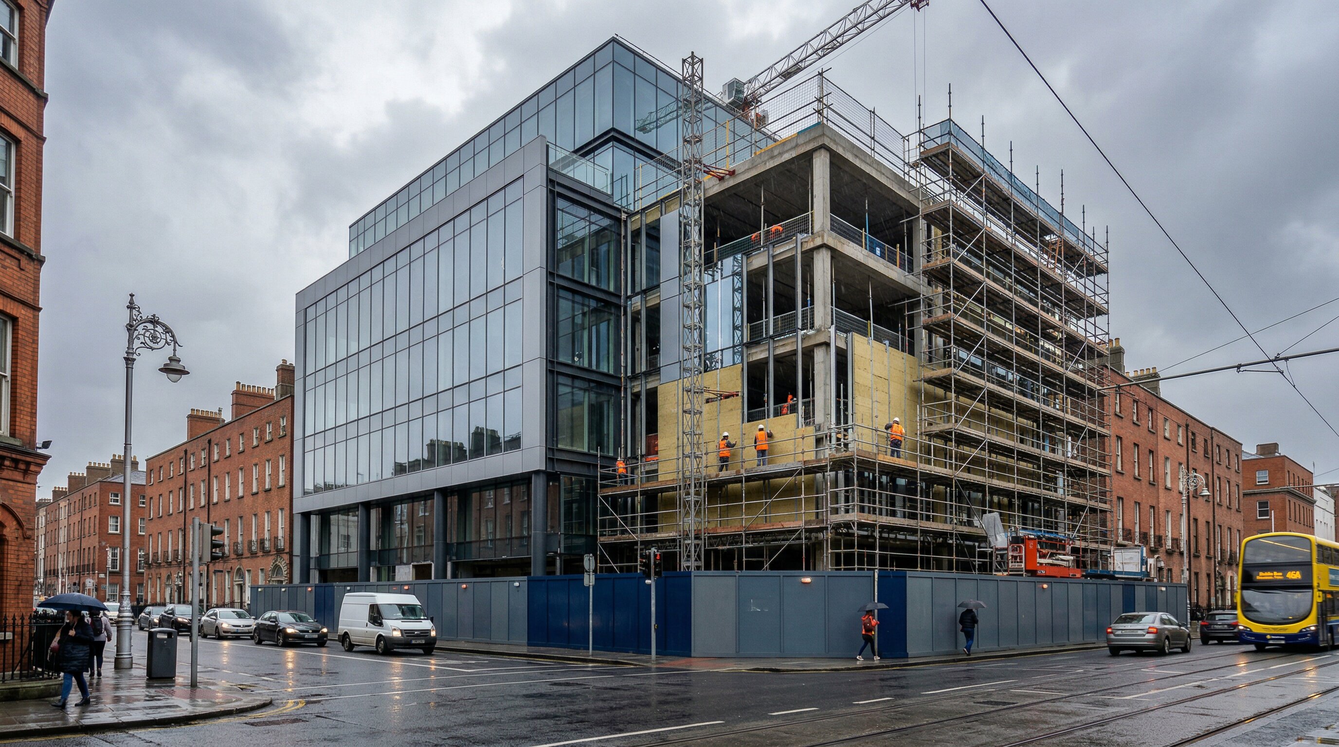 Energy-efficient building construction in Ireland with modern insulated mechanical services and sustainable design