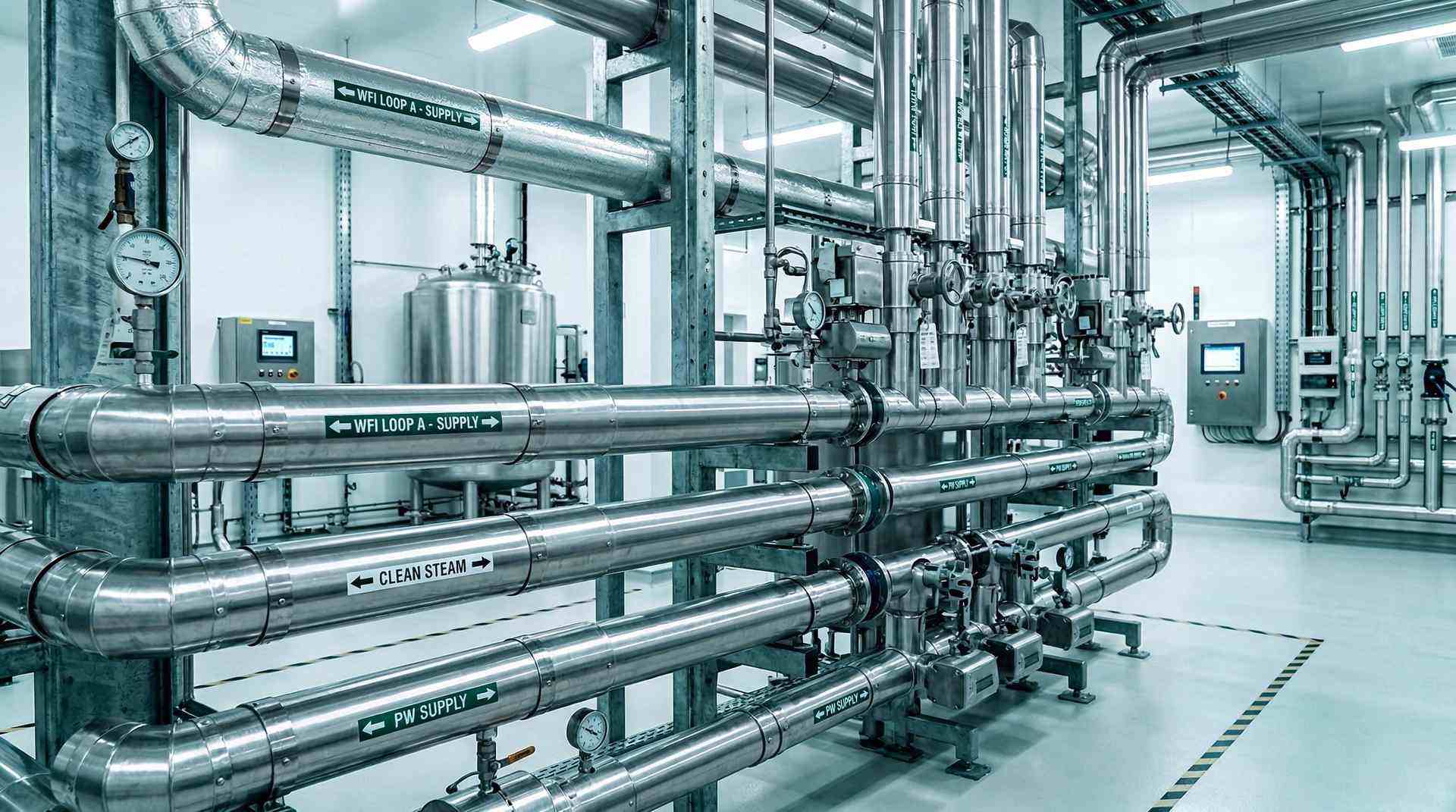 Stainless steel cladding on process pipework in a pharmaceutical facility — Alumitherm Assist Ltd